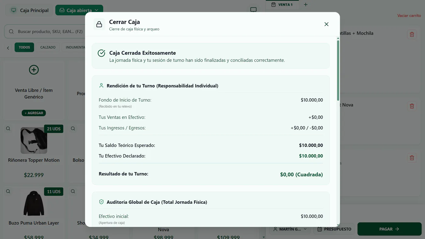 Cierre de caja automático — Para kioscos